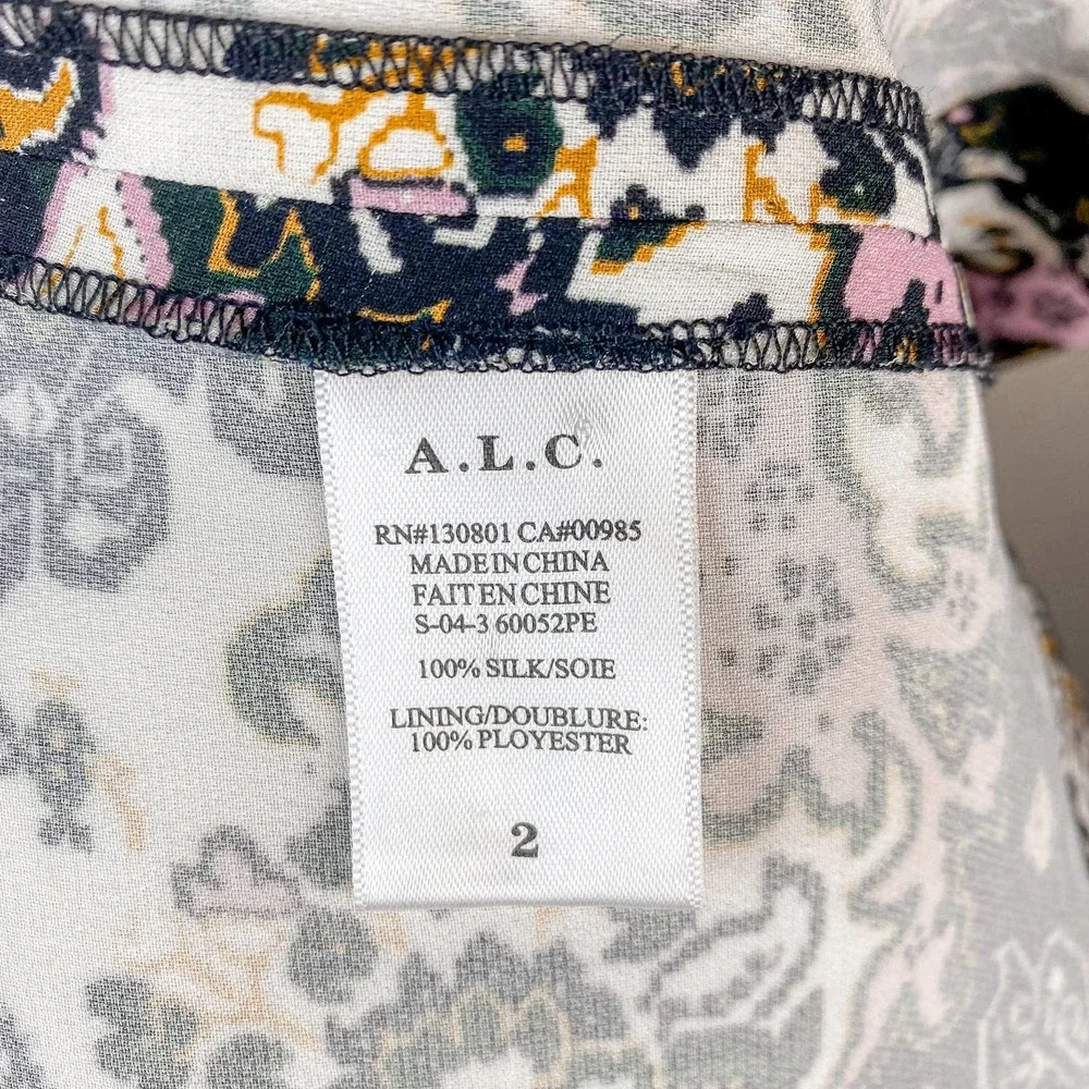 A.L.C. Dress Silk Dress Mini Dress Floral Dress Long Sleeve Dress Tordi Size 2 - Picture 10 of 11